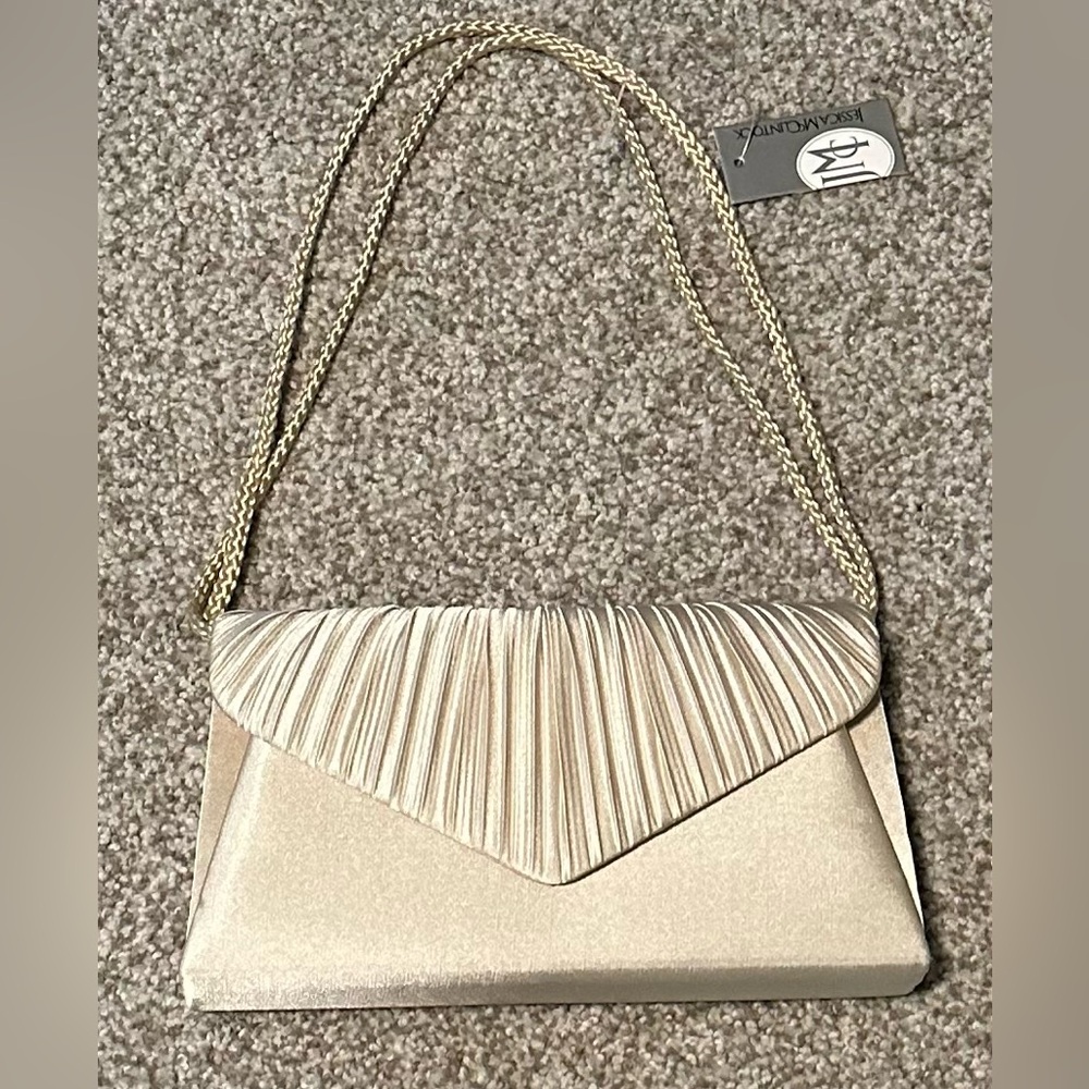 Champagne Handbag with Adjustable Handle